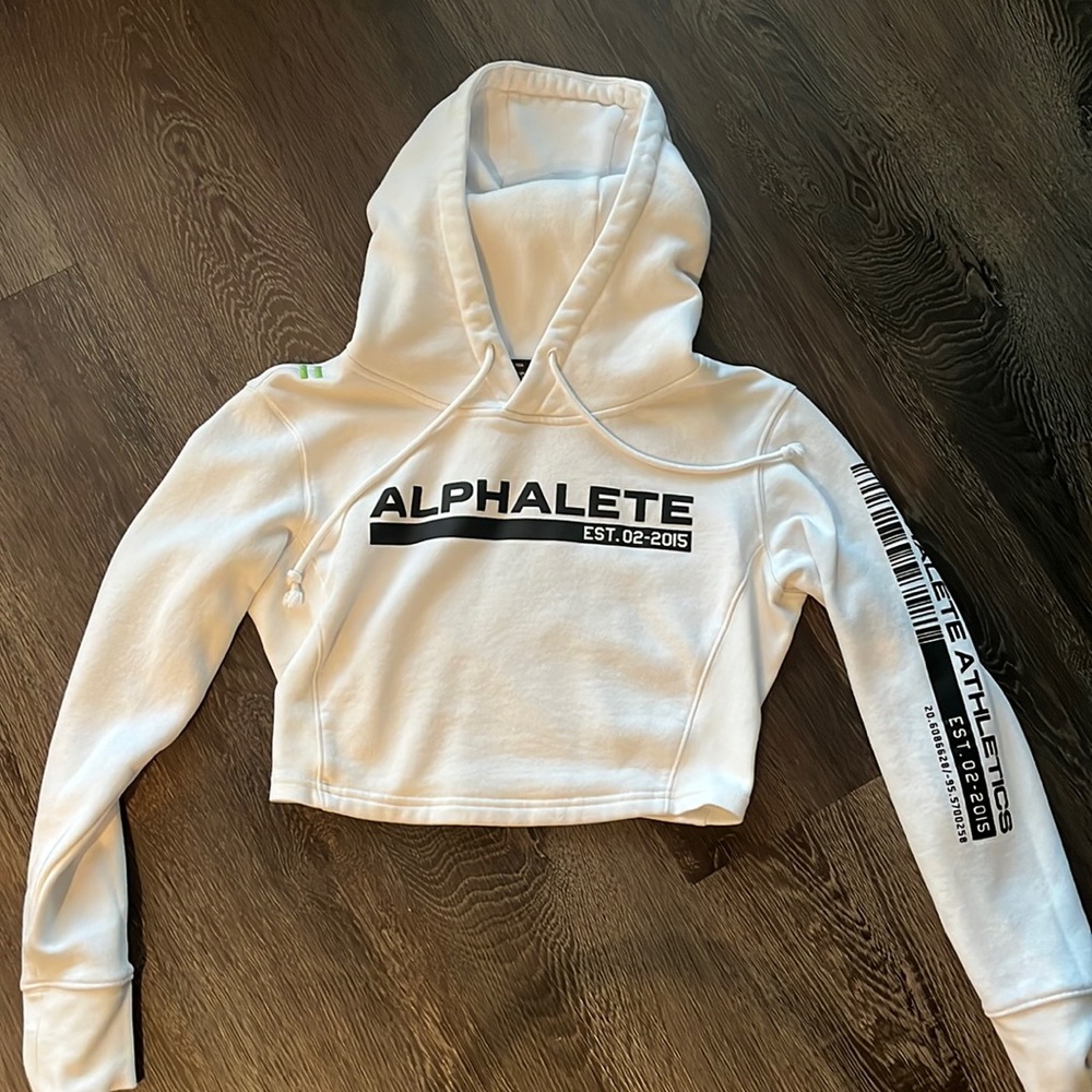 Womens white cropped alphelete hoodie